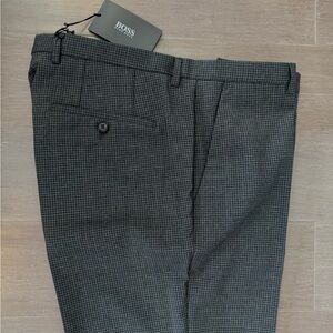 Boss Hugo Boss New Sharp 1 Houndstooth Charcoal Gray  Dress Pants Men’s 34/30 R